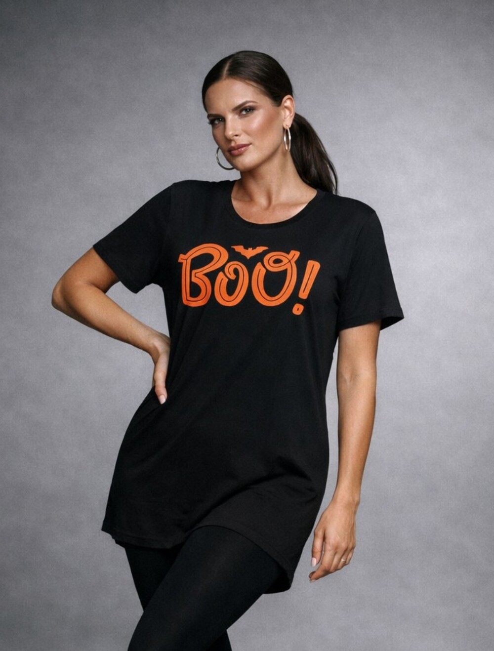 Black 'BOO!' Graphic Tee